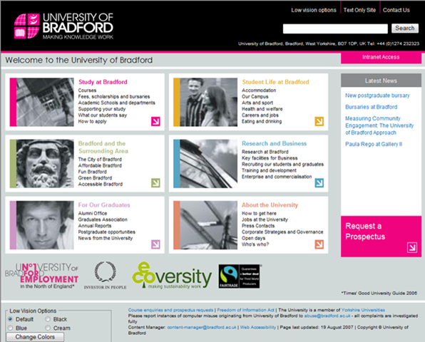 The University of Bradford Website