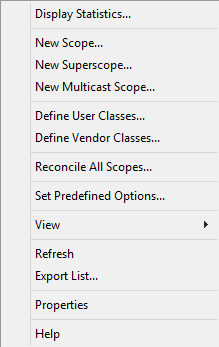dhcp option menu