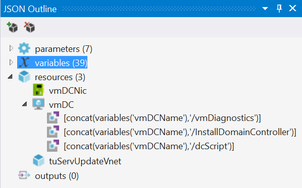 dc template json view