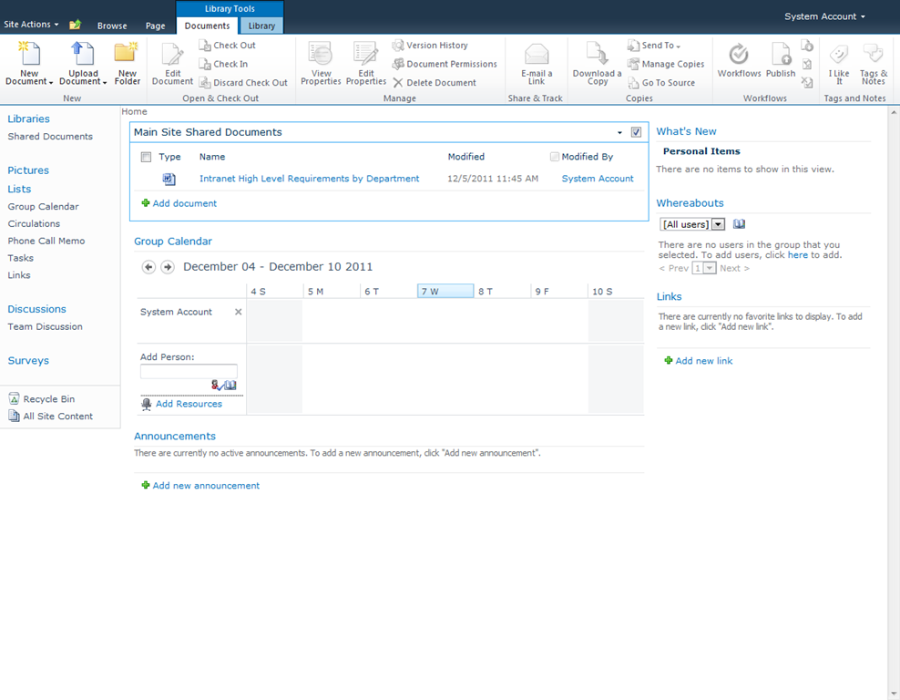 Group Site with external document library web part