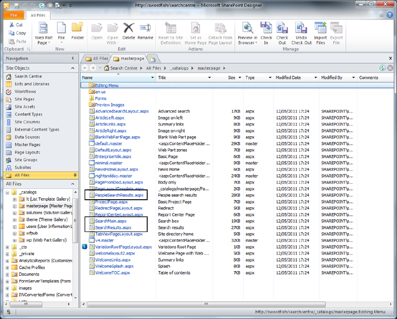 sharepoint designer masterpages highlighted