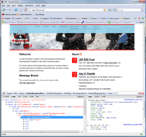 Firebug running in Firefox